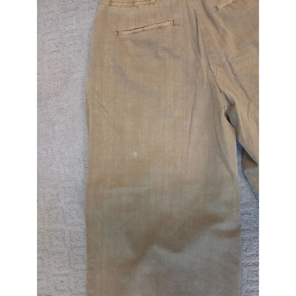 Free People Pants Women Size 8 Camel Light Gold Double Pleated Wide Leg